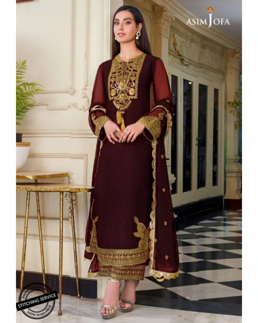 Asim Jofa Mehroon Chiffon AJIM-03