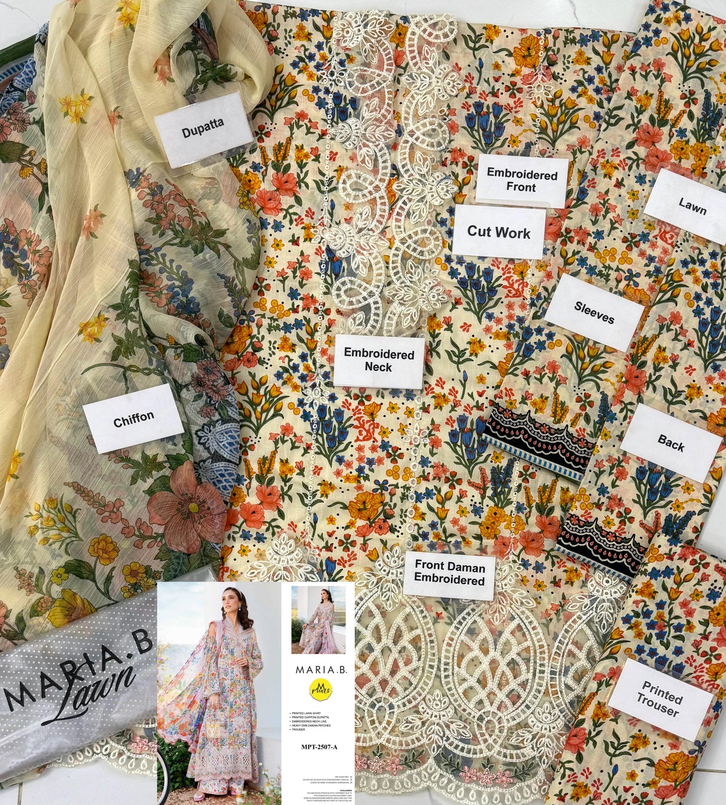 Maria B MPT-2507-A Lawn Embroidered Suit