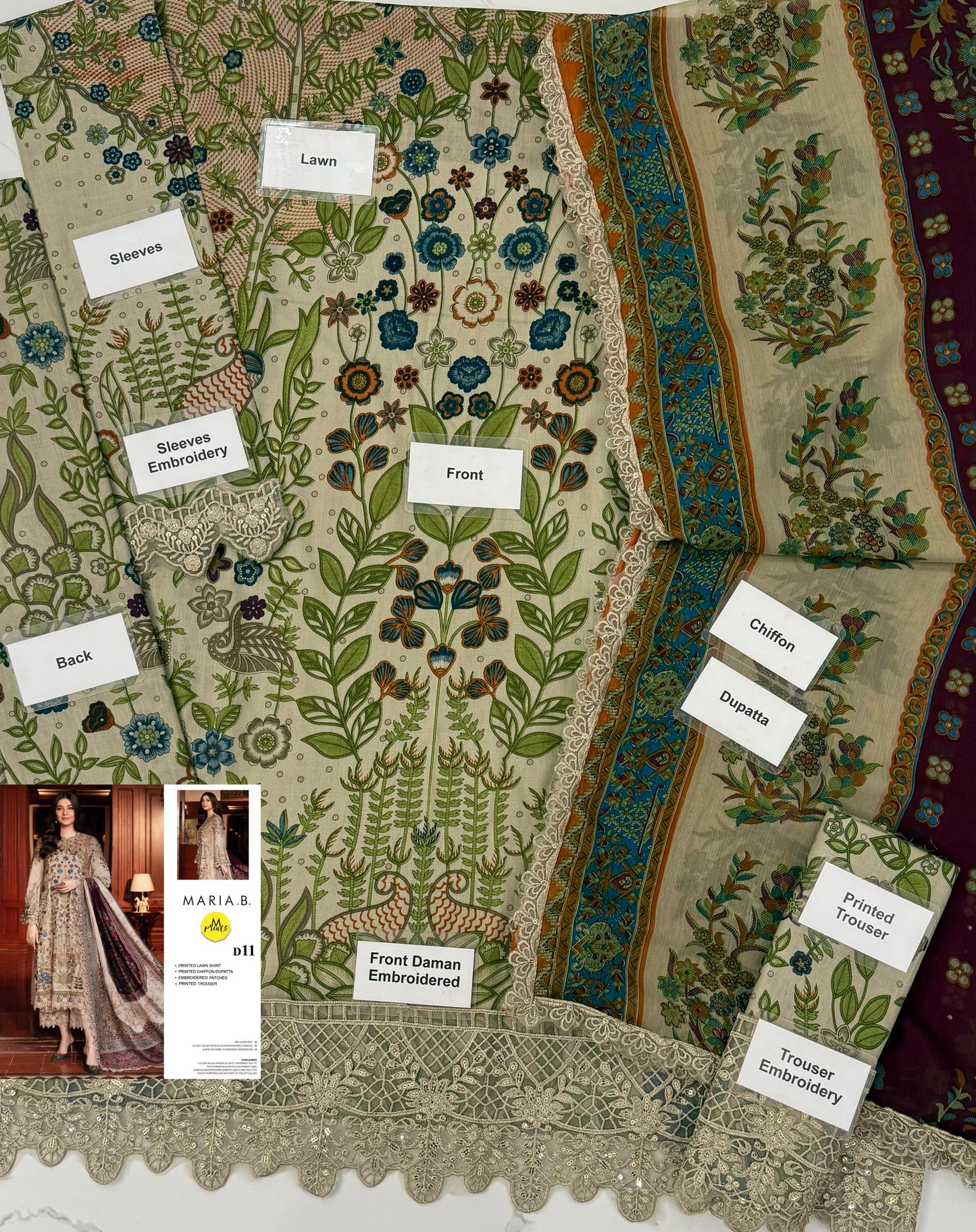 Maria B DL-1211 Lawn Embroidered Suit