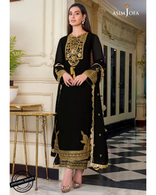 Asim Jofa Black Chiffon AJIM-03