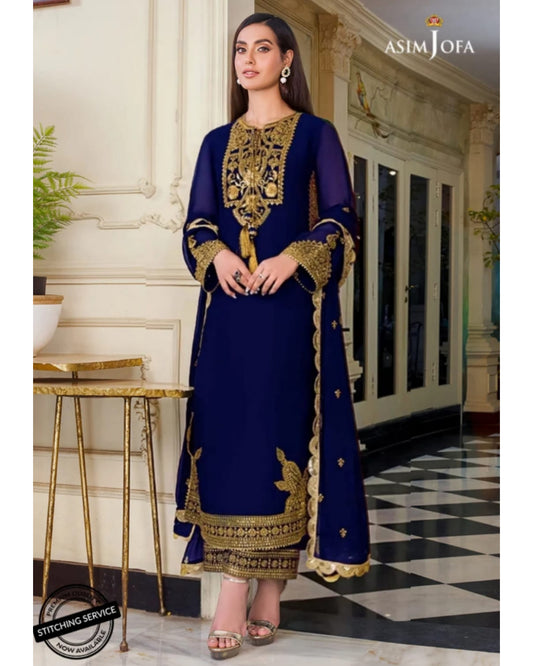Asim Jofa Blue Chiffon AJIM-03