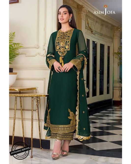 Asim Jofa Green Chiffon AJIM-03