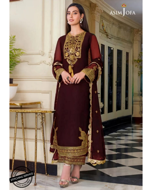 Asim Jofa Mehroon Chiffon AJIM-03