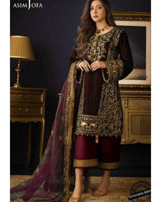 Asim Jofa Mehroon Organza AJMR-09