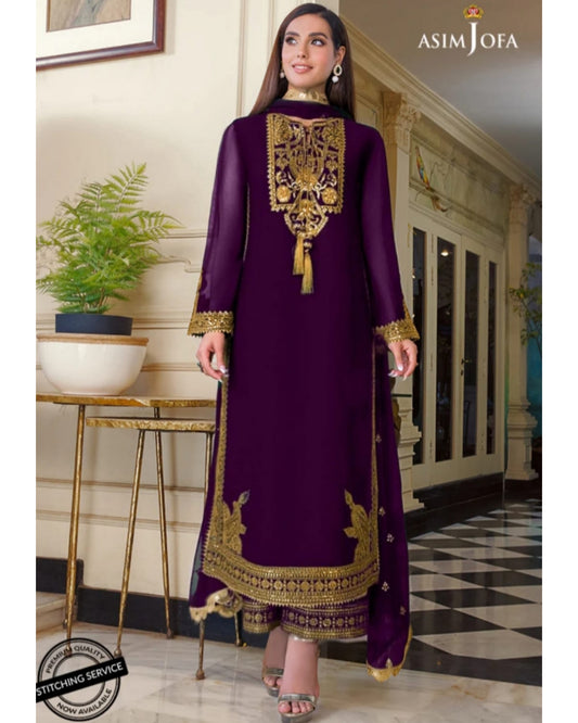 Asim Jofa Purple Chiffon AJIM-03