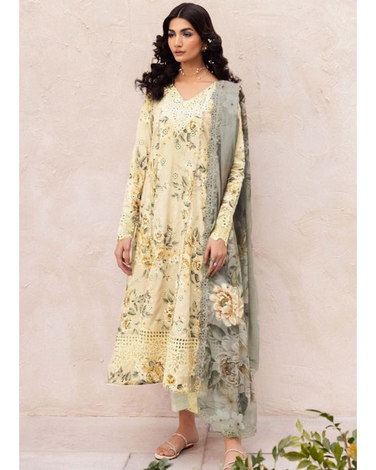 Iznik Yellow Lawn Chikankari Embroidered Suit