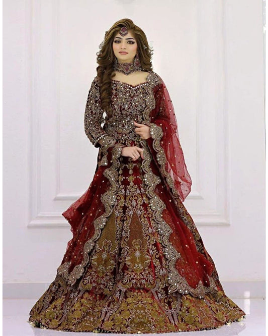 Kashee Mehroon Net Maxi