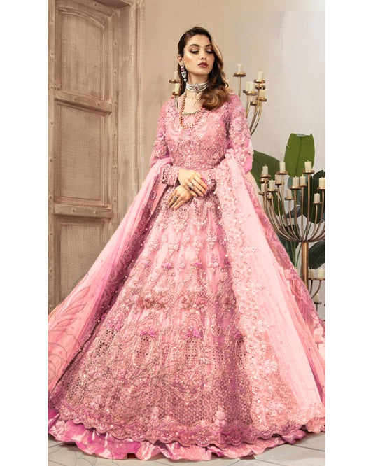 Maria B Couture Pink Net Maxi