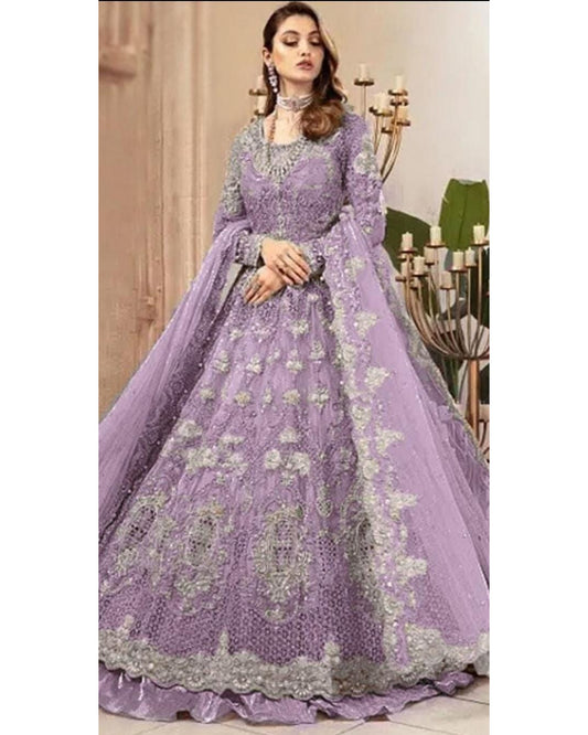 Maria B Couture Purple Net Maxi