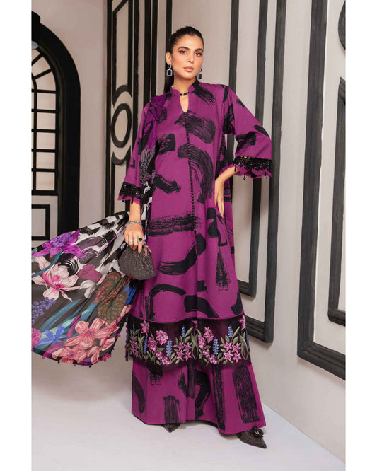 Maria B MPT-2205-B Embroidered Lawn Suit