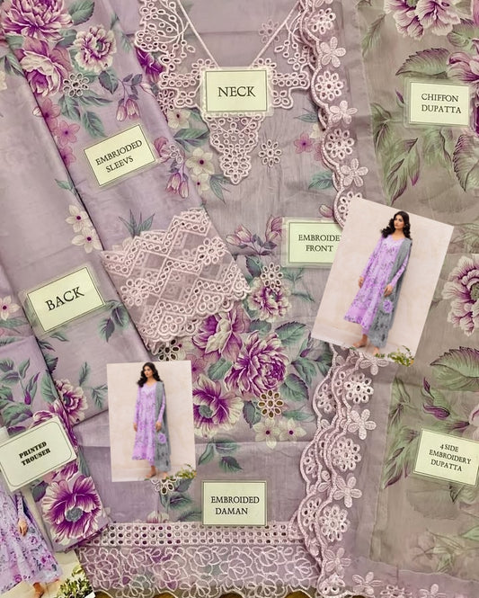 Iznik Purple Lawn Chikankari Embroidered Suit